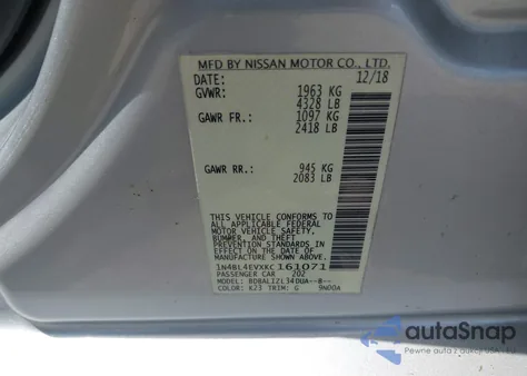 2019 Nissan Altima 2.5 Sl from USA, damaged, VIN 1N4BL4EVXKC161071